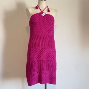 NWT Fuchsia Crochet Halter Dress